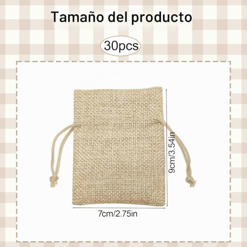 Miniatura 2 de Ceoxthao 30 Piezas Bolsas De Yute 7x9 Cm, Saquitos De Tela Pequeños, Bolsitas De Tela Reutilizables Con Cordón Para Regalos, Joyería, Diy, Fiestas Y Decoración De Eventos Especiales