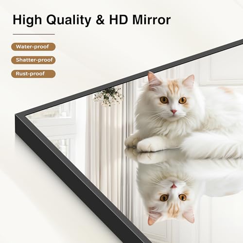 Image of COFENY 36x50inch Bathroom Mirror, Black Rectangle Mirrors with Thin Metal Frame, Large Rectangular Wall Mirror for Bathroom, Living Roomm, Hair Salon, Big Farmehouse Mirror Hang Horizontal /Vertical
