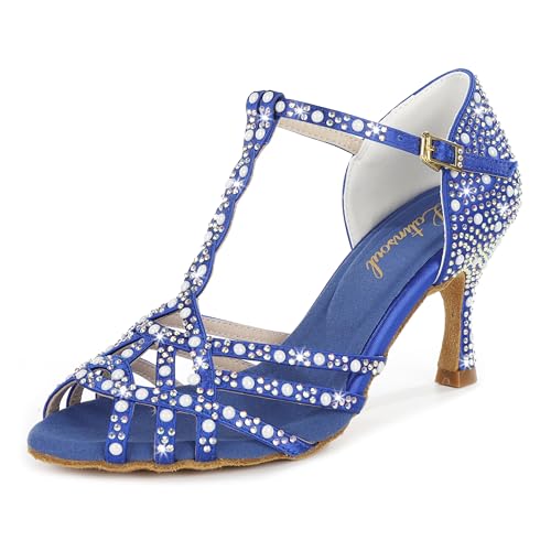 Image of Latinsoul Y205-34 Women's Crystal Embellished Latin Dance High Heel Shoes - Stylish Design Adjustable Ankle Strap Dance Shoes
