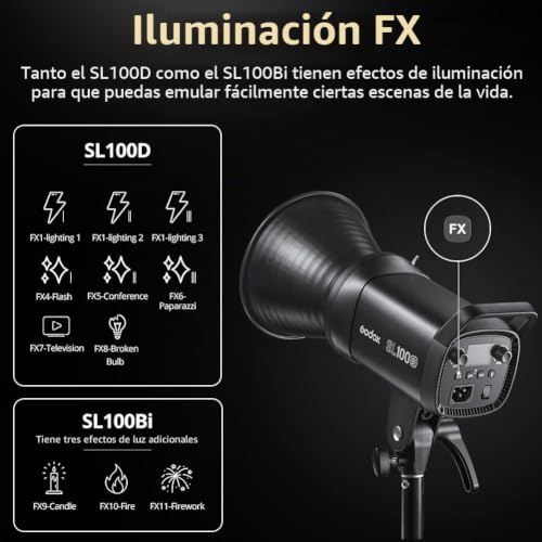 Miniatura 6 de Godox Sl100bi 100w 2800-6500k 100w White Yellow Dual Color Temperature Version Lcd Panel Led Video Light Continuous Output Bowens Mount Studio Light Godox Sl100bi
