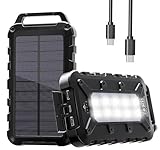 Cargador Solar para Moviles 26800mAh, Solar Power Bank PD15W 3.0A Carga Rápida Batería Externa Portátil con 2 USB-A Salida y 1 USB-C Entrada con Linterna LED para Teléfono Tabletas Cámping (Negro)
