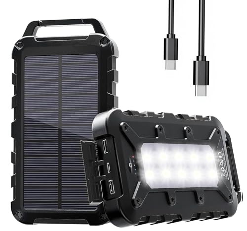 WOWMVP Solar Powerbank 26800mAh, PD15W Tragbare Solar Ladeger&auml;t USB C Externer Akku Outdoor...