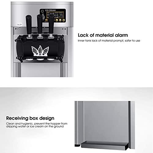 1200 W Kommerzielle Desktop-Eismaschine Mit, 18 L/Stunde, Eismaschine Mit 3 Geschmacksrichtungen, Digitalanzeige, Mit 3… – Bild 7