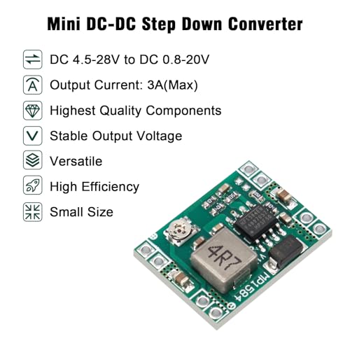 10 Stück Mini Step Down Converter Modul, QIQIAZI DC-DC Buck Converter MP1584EN 4,5-28V bis 0,8-20V DC-DC Wandler Modul,24V zu 12V 9V 5V 3V Step Down Einstellbar Wandler