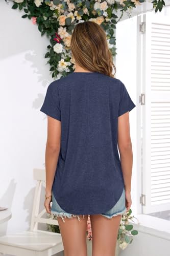 Image of Womens Summer Short Sleeve Tops High Low Loose Casual Basic T-Shirt