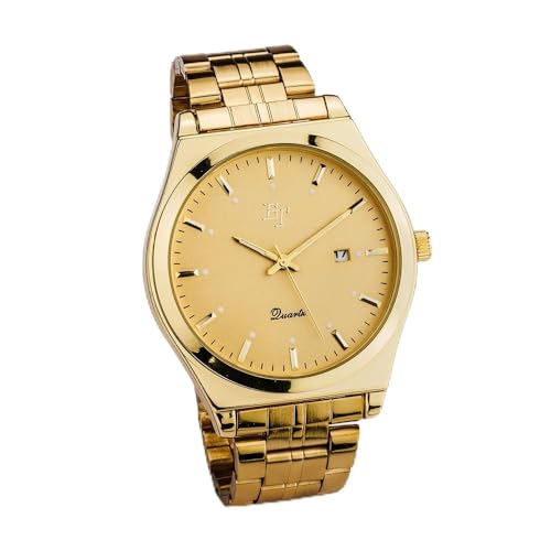 EUROtops Armbanduhr „Horus“ für Herren und Damen, goldene Uhr aus Edelstahl mit Datumsanzeige, analoges Quarz-Uhrwerk, klassisches Design EUROtops Armbanduhr „Horus“ für Herren und Damen, goldene Uhr aus Edelstahl mit Datumsanzeige, analoges Quarz-Uhrwerk, klassisches Design
