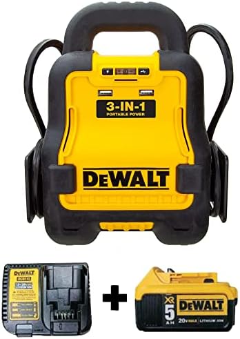 DeWalt DXAE20VBBK Battery Booster with 20V XR 5 AH Lithium-Ion Battery and DCB115 Battery Charger