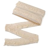 10 Yards Cotton Tassel Fringe Trim - AWAYTR 5 Inches Wide Sewing Fringe Trim for DIY Curtain Clothing Dress Pillow Craft Ribbon (Beige,6cm Wide)