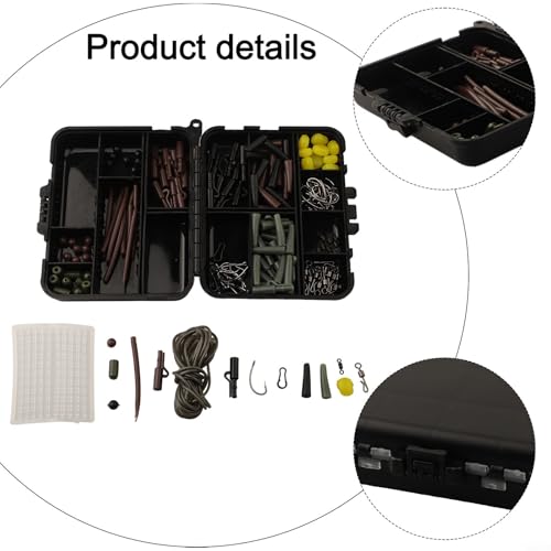 FUBESK 173pcs Fishing Terminal Tackle Set Carp Rigs Box Kit with Swivel Snaps Helicopter Rig for Herring Bream Grass Carp - Image 5