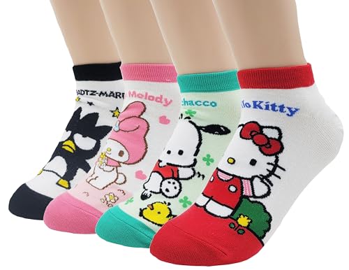 Image of JJMax Women's Kitty Cute Cartoon Cotton Blend Ankle Socks Sets