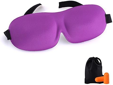 KAMOSSA Sleep Mask, Contoured Sleeping Eye Mask, 3 Colors Available, Free Earplugs & Carry Bag (Purple)