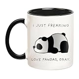 YOLANDEEUROKOK I Just Freaking Love Pandas, Panda Mug, Panda Gifts, Friend Mug, 11 Oz Novelty Coffee Mug/Cup, Black