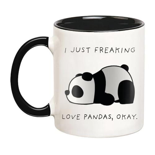 YOLANDEEUROKOK I Just Freaking Love Pandas, Panda Mug, Panda Gifts, Friend Mug, 11 Oz Novelty Coffee Mug/Cup, Black
