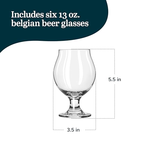 image for Libbey Entertaining Essentials Belgian Beer Glasses, 13 oz, Craft Beer