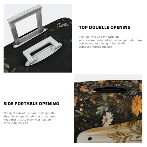 Cute Ghost Wildflowers Vintage Aesthetic Elastic Travel Luggage Covers Dustproof Scratch-Resistant Suitcase Protector Fit 22-24 Inch3
