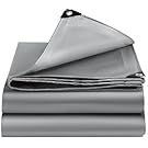 EEATUZTL Tarps Heavy Duty Waterproof, 12 Mil Thick UV Resistant Bâche Imperméable Heavy Duty Tarps, Sliver Small Tarpaulin Poly Tarp Waterproof Tarp Outdoor for Roof Pool Boat Patio Camping, 6 * 8FT