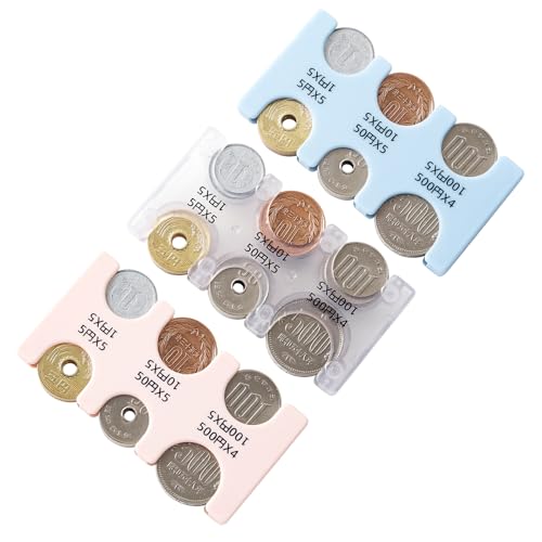 Ettonsun 3 Pcs Japanese Yen Coin Holder Hard Case Organizer and Storage for Coins Rectangle JPY Coin Organiser and Dispenser, Plastic Coin Sorter Wallet with 6 Slots