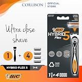BIC Hybrid 5 Flex, maszynka do golenia dla mężczyzn, uchwyt i wkłady 5 ostrzy Nanotech z powłoką tytanową - pudełko 1+4 szt