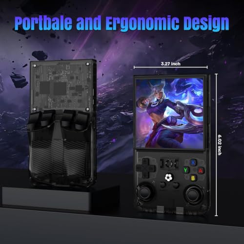 Image of R36MAX Retro Handheld Game Console, 128GB Retro Gmaing Console with 4.0 Inch IPS HD Screen, Portable Retro Gaming Console, Support 30+ Emulator Console Video Game Console, Black