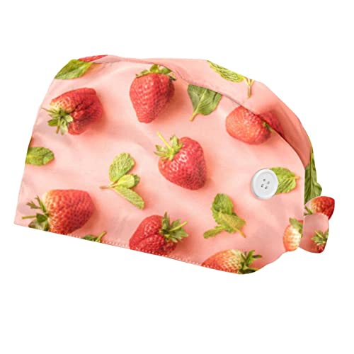 Casquettes de travail respirantes JDEZ fraises roses réglables pour rester au frais