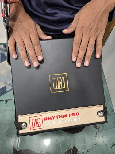 Image of Cajon Cube 12 Pro Traveller Cajon With External Snare Tap For Kids,Adults & Professional Musicians Super Sound Quality Made With American Birch Wood (BLACK)