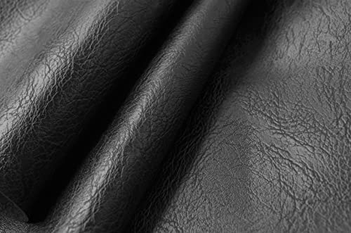 Image of Wento Thick 1 Yard Faux Leather Soft Skin Grain PU Fabric for Furniture Cover, Reupholster Sofa Chairs, Cushions, Vinyl Upholstery (1yard, Black)