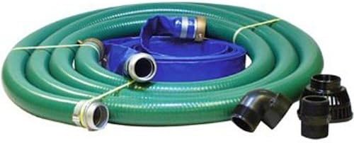 PVC/Polypropylene/Aluminum Water/Trash Pump Hose Kit, 2 ID Suction and Discharge Hose with Poly Strainer, 2 Poly Male Nipples