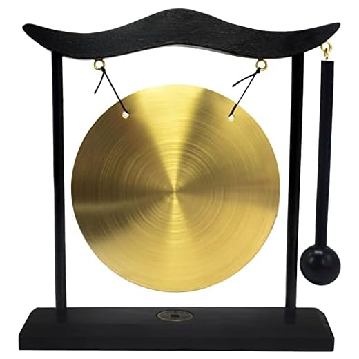 Gong de sobremesa Zen Feng Shui latón diseño de Fortune W Incluye Rojo Pulsera Cuerdas H1301