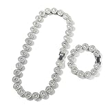 VAKTWPDLY 13MM Tennis Diamonds Chain Necklace for Men 18K Gold Plated Round Cut Cubic Zirconia Tennis Luxury Necklace Bracelet Set Hip Hop Choker Jewelry for Women Men