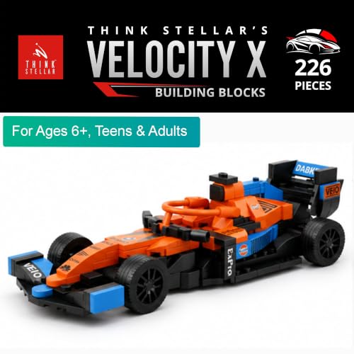 Image of Velocity X Racing Car Building Blocks Set - 225+ Pieces Toy Car Construction Kit for Kids 6+, Teens & Adults | Build 8 Unique Formula Race Cars | STEM Educational, Birthday Gift Toy