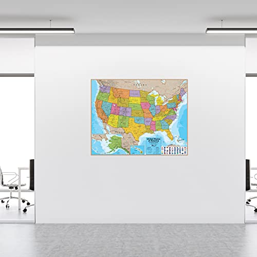 Carte des États-Unis plastifiée Hemispheres indéchirable et effaçable - 7
