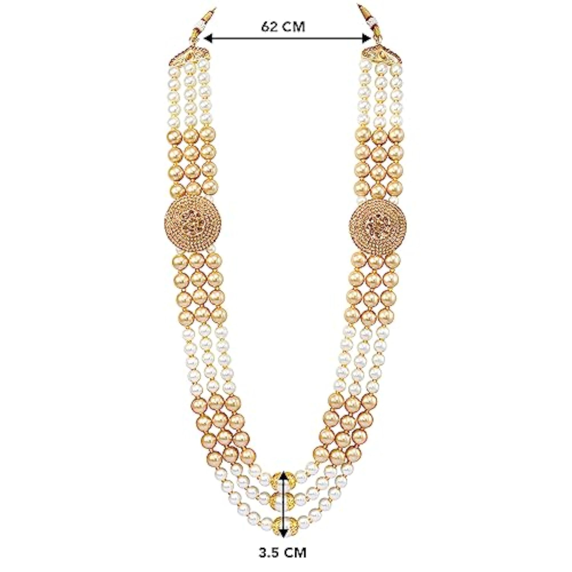 Gold Plated Champagne Beads Sherwani Maala Haar Necklace for Men
