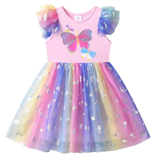 Vestido de verano para niña con falda de tutú ligera y colorido estampado de flores sin mangas