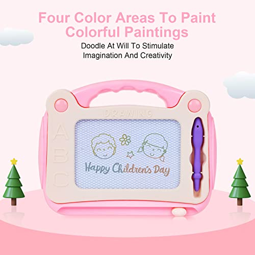 OSDUE Magnetische Maltafel Zaubertafel, Magnettafel für Kinder, Magnetische Zaubertafeln 21x16 cm, Weihnachts/Neujahrs Geschenk für ab 3-6 Jahre Mädchen Jungen (Rosa)