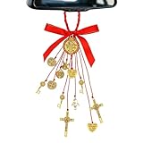 Medalla de San Benito - Decoración De Coche Católico Grabada A Mano, Resistente A La Descoloración, Bendición De San Benito | Medalla de San Benito para Tablero De Vehículos