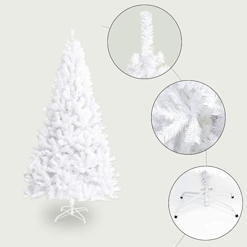 Miniatura 3 de Árbol De Navidad Artificial, Árbol De Navidad 120cm 150cm 180cm 210cm, De Pvc Difícilmente Inflamable, Montaje Rápido, Plegable, Incluye Soporte De Metal 180 Cm, Árbol Pvc Blanco