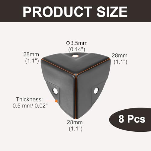 Image of uxcell 8PCS Metal Corner Protector 1.1 x 1.1 x 1.1 Inch Box Edge Guard Protector Zinc Alloy Cabinets Speaker Corners Protector for Furniture Decorative (Imprint Edge, Black)