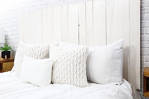 Barn Walls Whitewash Headboard, Cottage Design Distress, Solid Wood Headboard Floating Panels, Wall Mount, Adjustable Height Easy Assembly, Queen Size - Image 9