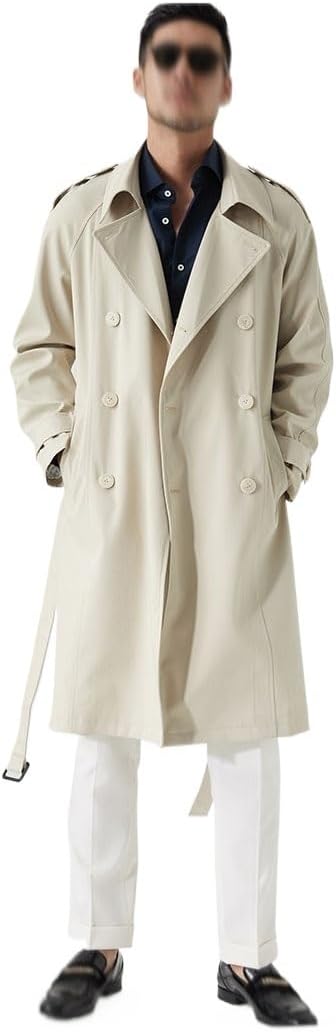 Spring and Autumn Windbreaker Men's Youth Mid-length Over-the-knee Loose Casual British Coat