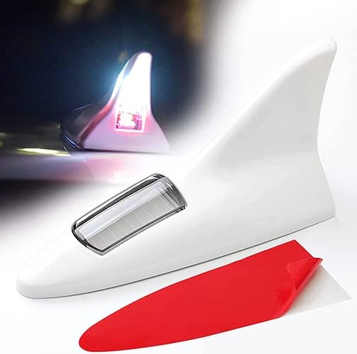 Ritmo Solar Shark Fin Warning Light, Decoration Roof Antennas, Anti Collision, Anti-Tailing, Solar Power 4 Colorf Trim Shark Fin Light (White)