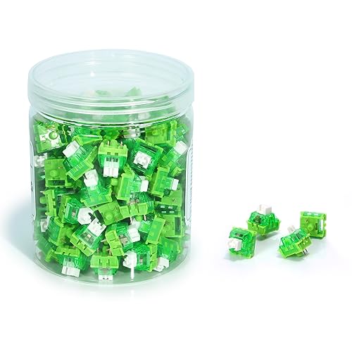 MAGIC-REFINER x Jelly Green Switches for Mechanical Keyboard DIY, 45gf Linear Keyswitch 3 Pins, Factory Pre Lubed with POM Stem Compatible for MX Mechanical Keyboard Switch Set (100PCS)