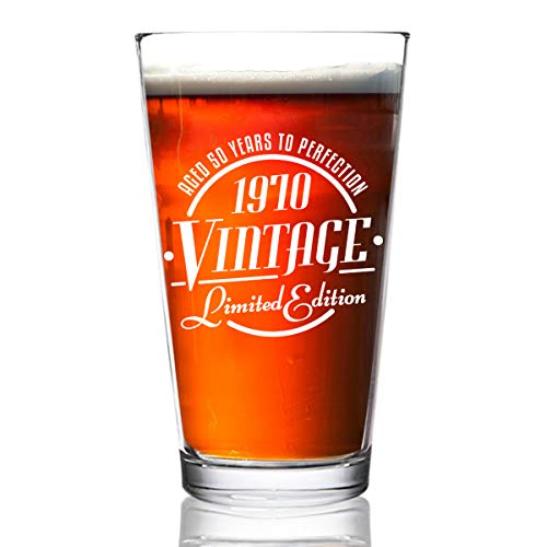 1970 Vintage Edition 50th Birthday Beer Glass for Men and Women (50th Anniversary)