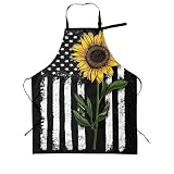 Sunflower American Flag Patriotic Funny Bbq Adjustable Apron For Women Men Birthday Gifts Grilling C