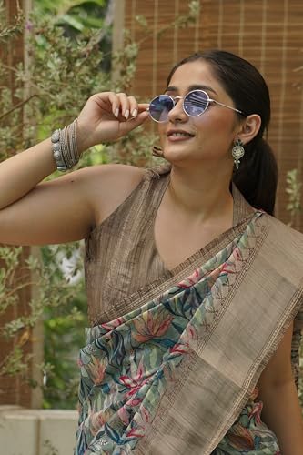 Image of MIRCHI FASHION Women Saree Cotton Blend Kalamkari Printed | Comfortable Office and Regular Daily Use Sari with Unstitched Blouse Piece