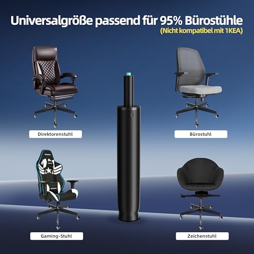 Mastery Mart Gasdruckfeder für Bürostühle, Länge 272mm - 388mm Gasdruckfeder, Gasdruckdämpfer Belastbar bis 450 kg, Bürostuhl Ersatzteile, TÜV, Klasse 4, Universelle Passform (Schwarz, Nicht für 1KEA)