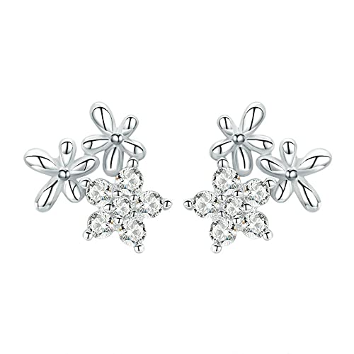 Boucles d'oreilles Gypsophile en argent pour femme avec fleur lumineuse et motif star