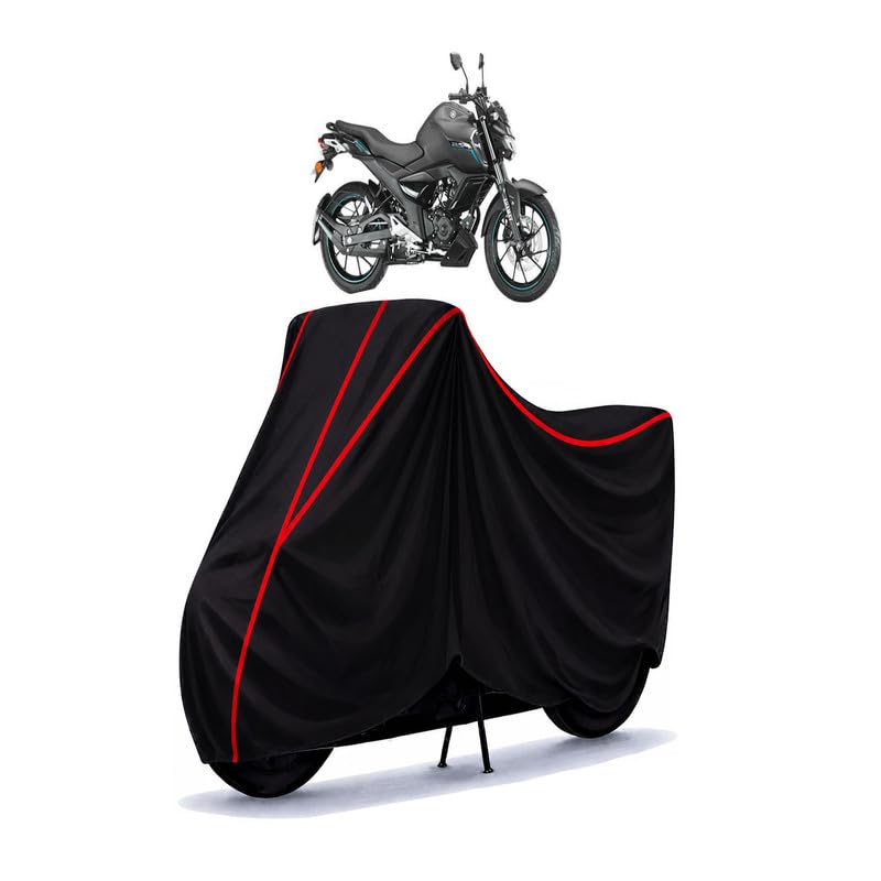 Image of FZ S FI New BS6 Water Resistant Bike Cover for All Motorcycles & Rain | Heavy Duty Taffeta Fabric | UV Protection, Dustproof, Scratchproof | All Weather Two Wheeler Body Cover with Elastic Bottom