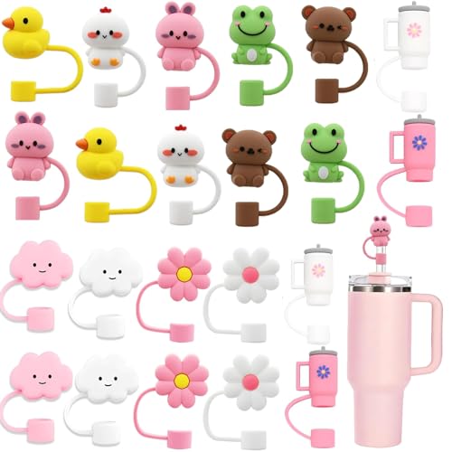 Image of 22P Straw Cover for Stanley Cup, Silicone Straw Topper for Stanley Cup 30&40oz with Tumblers, 10mm 0.4in Lid Accessories (Reusable)