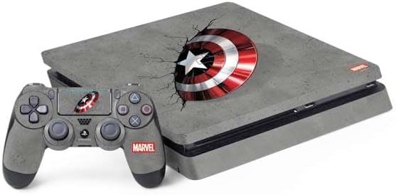 Skinit Decal Gaming Skin Compatible with PS4 Slim Bundle - Officially Licensed Marvel Captain America Shield Design