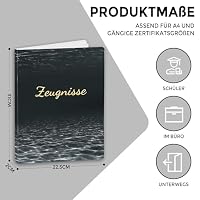 SKYDUE Zeugnismappe A4 – Stabile Zeugnis Mappe Mit 30 Hüllen, Ideal für Zeugnisse, Diplome, Zertifikate Und Wichtige Dokumente – Ordentliche Aufbewahrung & Archivierung-Grau – Ansicht 2
